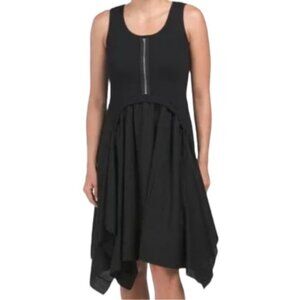 For Cynthia Women's Linen Blend Lagenlook Sleeveless Whimsigoth Black Dress Sz M